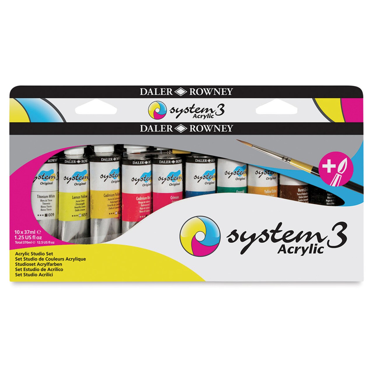Daler-Rowney System3 Medium Body Acrylic Paints - Set of 10, Studio Colors, 37 ml